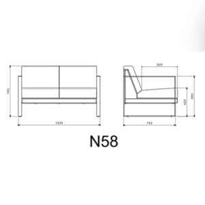مبل اداری دو نفره - N58